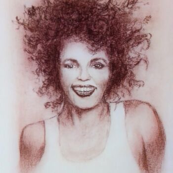 Drawing titled "whitney houston" by Vincent Bionaz, Original Artwork, Pencil