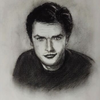 Drawing titled "Alain  delon" by Vincent Bionaz, Original Artwork, Pencil
