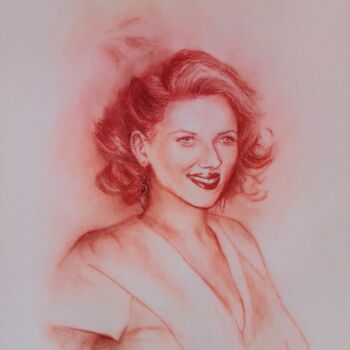Drawing titled "Scarlett Johannson" by Vincent Bionaz, Original Artwork, Pencil