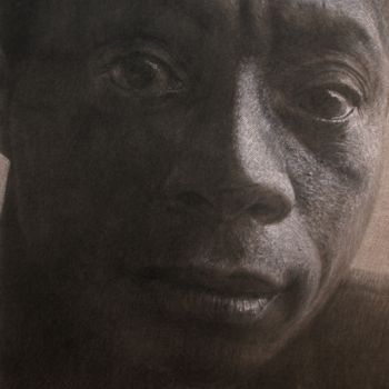 Dibujo titulada "James Baldwin" por Vincent Haller, Obra de arte original, Carbón Montado en Cartulina