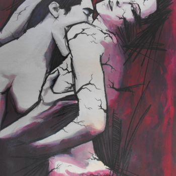 Pintura titulada "La passion" por Vincent Tessier Xxc, Obra de arte original, Acrílico Montado en Panel de madera