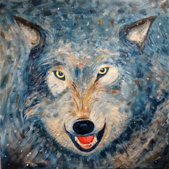 Peinture intitulée "Loup" par Vincent Thoviste, Œuvre d'art originale, Acrylique