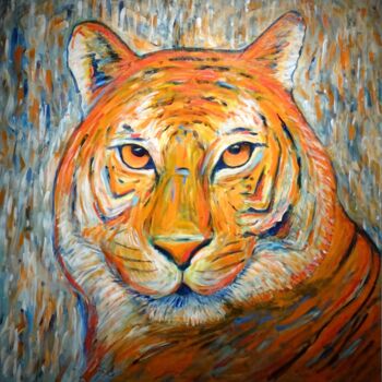 Peinture intitulée "Tigre coloré" par Vincent Thoviste, Œuvre d'art originale, Acrylique