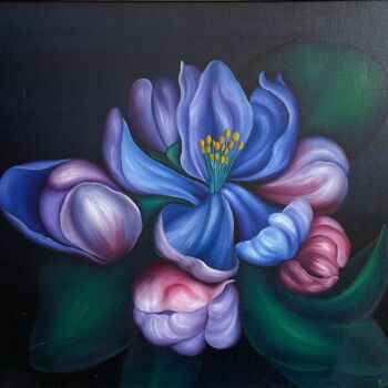 Schilderij getiteld "Flower xc" door Vinko Hlebs, Origineel Kunstwerk, Olie