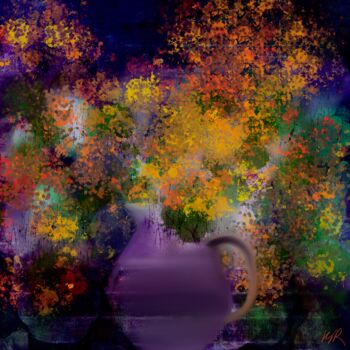 Malerei mit dem Titel "Flowers in a violet…" von Viola Gr, Original-Kunstwerk, Digitale Malerei