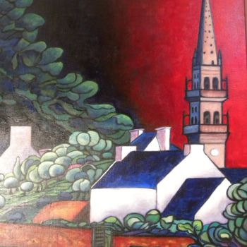 Картина под названием ""Le clocher de Plou…" - Viva, Подлинное произведение искусства, Масло