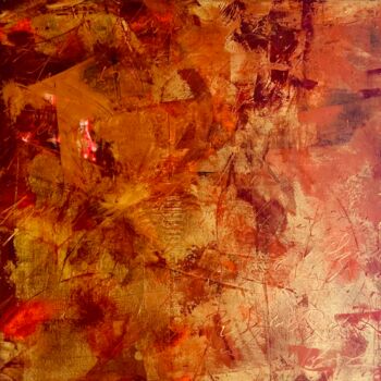 「L’orange dorée」というタイトルの絵画 Virginie Munchによって, オリジナルのアートワーク, アクリル ウッドストレッチャーフレームにマウント
