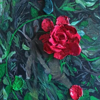 Pintura titulada "Rose éternelle" por Virginie Queva, Obra de arte original, Acrílico