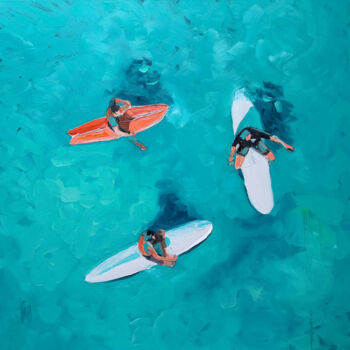 绘画 标题为“Surf vibes” 由Virginie Schroeder, 原创艺术品, 油 安装在木质担架架上