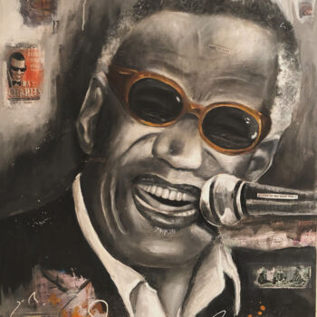 Painting titled "Ray Charles" by Virginie Px, Original Artwork, Oil