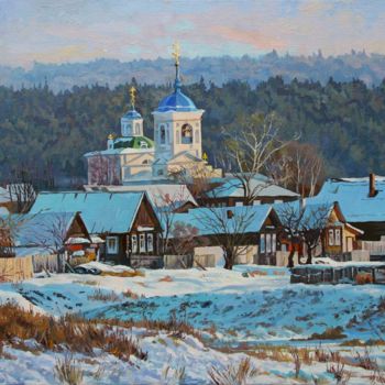 绘画 标题为“"Уральское село"” 由Александр Самохвалов, 原创艺术品, 油