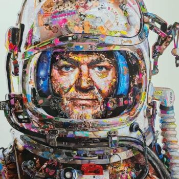 Collages intitulée "Cosmonaute 2" par Virut Panchabuse, Œuvre d'art originale