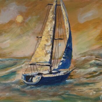 Malerei mit dem Titel "Sailboat" von Vitalii Bondarenko (ViBond), Original-Kunstwerk, Öl