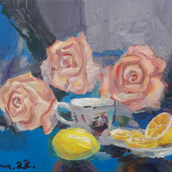 Pintura titulada "Tea Still life" por Vitaliy Ustimenko, Obra de arte original, Oleo