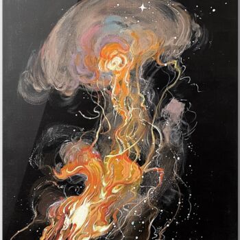 Painting titled "nebulae" by Vivian Wang, Original Artwork, Acrylic