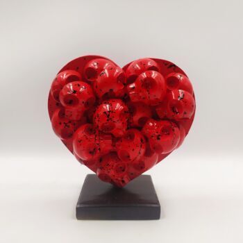 Скульптура под названием "Heart Skull - rouge" - Vl, Подлинное произведение искусства, Смола