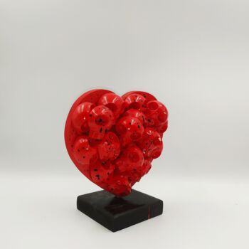 Sculptuur getiteld "HeartSkull rouge" door Vl, Origineel Kunstwerk, Hars