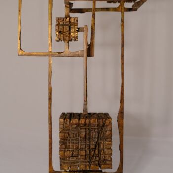 Sculpture titled "kompozycja z kostka…" by Vladimir Fomin, Original Artwork, Bronze