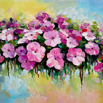 Pintura titulada "Petunia flowers" por Vladimir Lutsevich, Obra de arte original, Oleo