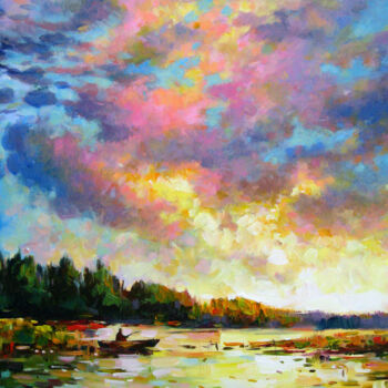 Peinture intitulée "Pink cloud" par Vladimir Lutsevich, Œuvre d'art originale, Acrylique