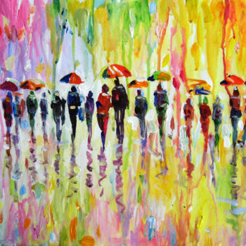 Pittura intitolato "Autumn rain in the…" da Vladimir Lutsevich, Opera d'arte originale, Acrilico