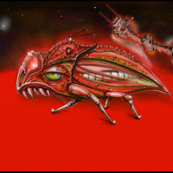 Digital Arts titled "Space Bug" by Vladimir Nommo Ninic, Original Artwork, Digital Painting