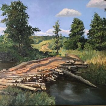 Painting titled "A bridge over the I…" by Vladislav Simonov, Original Artwork, Oil