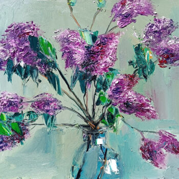 Картина под названием "Lush Lilac Elegance" - Vlas Ayvazyan, Подлинное произведение искусства, Масло Установлен на Деревянна…