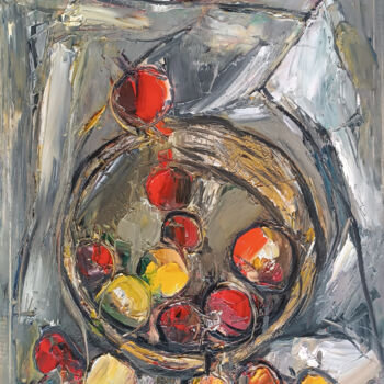 Картина под названием "Pomegranate Harvest" - Vlas Ayvazyan, Подлинное произведение искусства, Масло Установлен на Деревянна…