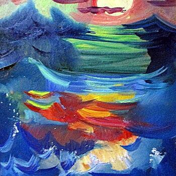 Pittura intitolato "=вечер на море=24х30" da Vladimir Cheremnykh, Opera d'arte originale, Olio