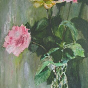 Painting titled "6, Roses, cardboard…" by Volodymyr Chukhas, Original Artwork, Watercolor