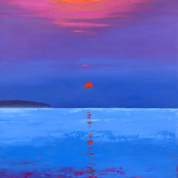 绘画 标题为“Calm sunset 80-60cm” 由Volodymyr Smoliak, 原创艺术品, 油 安装在木质担架架上