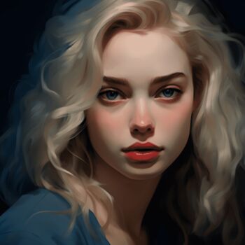 Digital Arts titled "Portrait of a blond…" by Volodymyr Yaremchuk, Original Artwork, Digital Painting