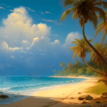 Digitale Kunst mit dem Titel "Tropical island coa…" von Volodymyr Yaremchuk, Original-Kunstwerk, Digitale Malerei