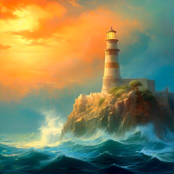 "Lighthouse at dawn" başlıklı Dijital Sanat Volodymyr Yaremchuk tarafından, Orijinal sanat, Dijital Resim