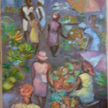 Картина под названием "marché antillais" - Volpert, Подлинное произведение искусства