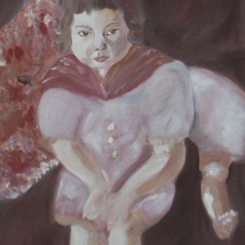 "L'enfant à la poupée" başlıklı Tablo Virginie Piatti tarafından, Orijinal sanat, Petrol Ahşap panel üzerine monte edilmiş