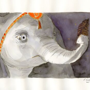 Pittura intitolato "Dumbo - Crois en toi" da Virginie Piatti, Opera d'arte originale, Acquarello