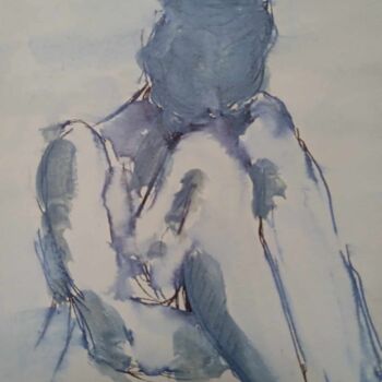 "Fille en bleu" başlıklı Tablo Virginie Piatti tarafından, Orijinal sanat, Mürekkep