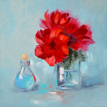 "Red Flowers Oil pai…" başlıklı Tablo Elena Vybiranets tarafından, Orijinal sanat, Petrol