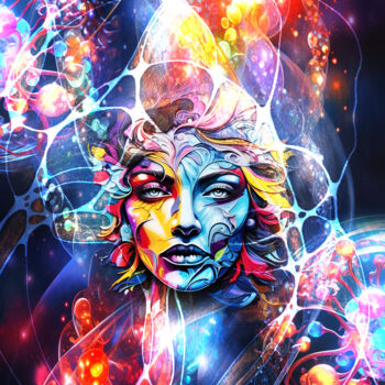 "Space woman" başlıklı Dijital Sanat Vyctoire Sage tarafından, Orijinal sanat, AI tarafından oluşturulan görüntü