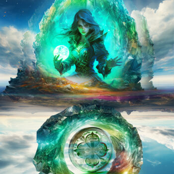 Arte digitale intitolato "Emerald Witch" da Vyctoire Sage, Opera d'arte originale, Fotomontaggio