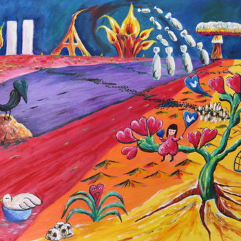 Painting titled "Life is here messag…" by Wabyanko, Original Artwork, Acrylic