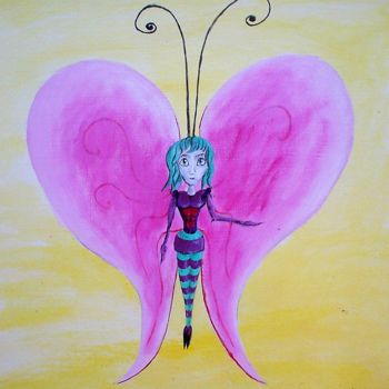 Schilderij getiteld "Lili Papillon Anima…" door Wabyanko, Origineel Kunstwerk, Acryl
