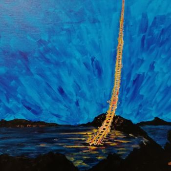 Painting titled "Sky Ladder Cai Guo…" by Wabyanko, Original Artwork, Acrylic