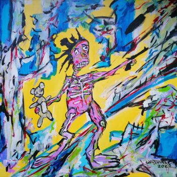 Painting titled "Teddy Bear War" by Wabyanko, Original Artwork, Acrylic