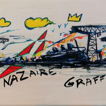 Картина под названием "Saint Nazaire Graff…" - Wabyanko, Подлинное произведение искусства, Акрил Установлен на Деревянная ра…