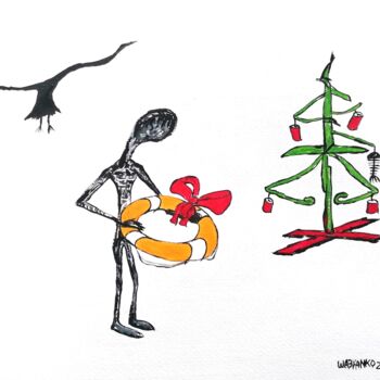 Pintura intitulada "Christmas SOS gift" por Wabyanko, Obras de arte originais, Acrílico