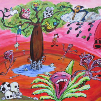 Картина под названием "Tree of life" - Wabyanko, Подлинное произведение искусства, Акрил