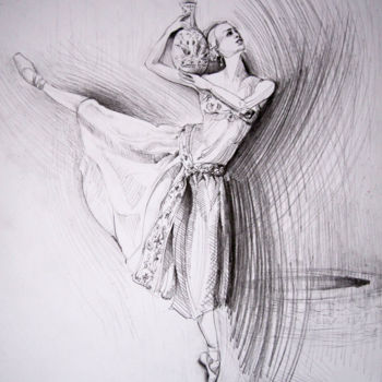 Dessin intitulée "la-danse a la cruche" par Walid Lemkecher, Œuvre d'art originale, Crayon